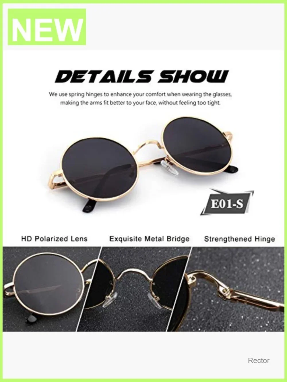 Retro Round Polarized Sunglasses Metal Frame UV400 Protection for Men Women